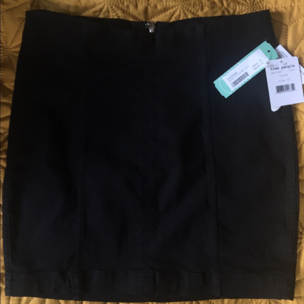 Free People Black Denim Mini Skirt